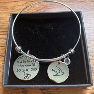 NIB Silvertone Metal Slide Bracelet & Graduation Box